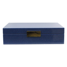 Load image into Gallery viewer, Large Blue Shagreen Box with Silver Clasp
